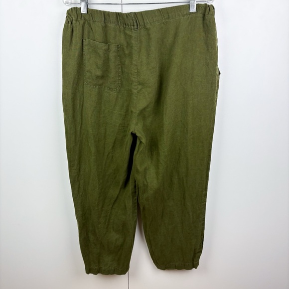 Quince 100% Linen European Linen Pants Martini Olive Green Large Straight Ankle - Picture 5 of 7